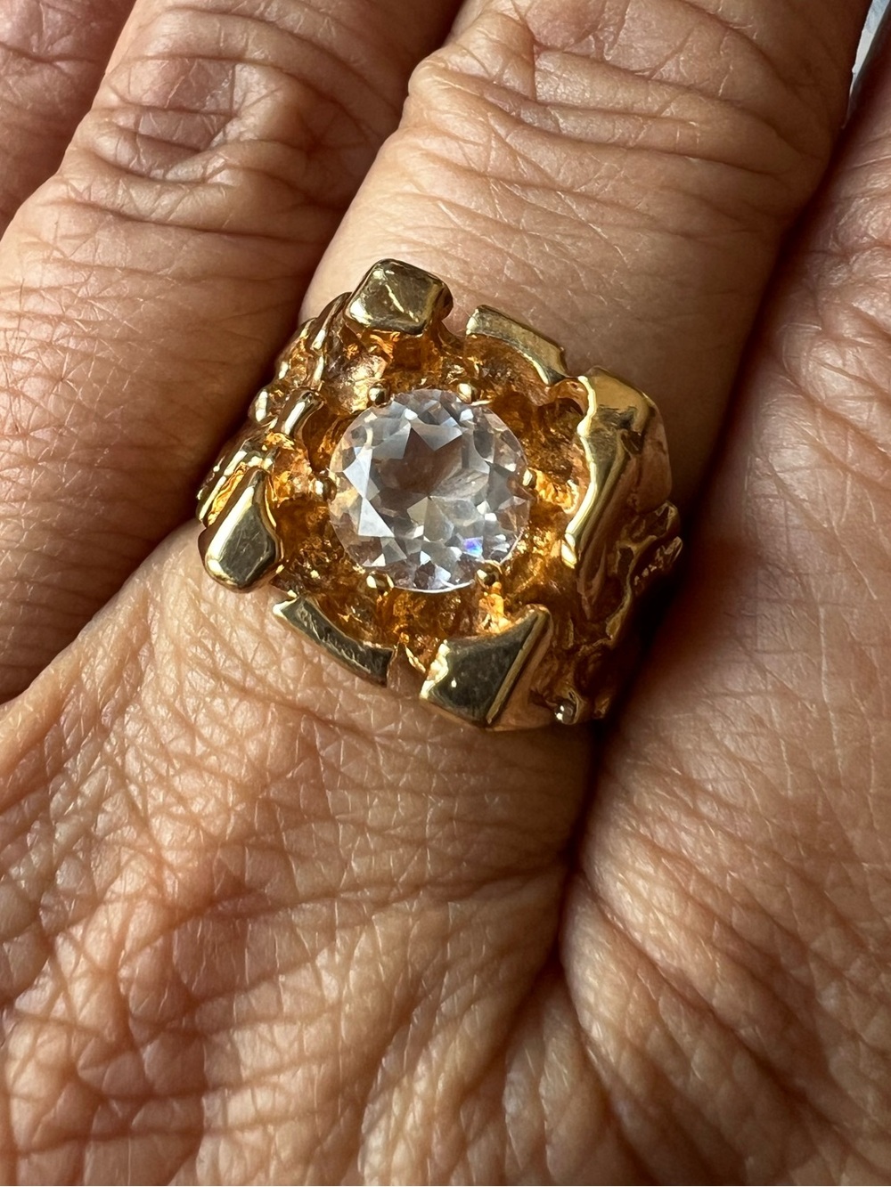 Mens Ring Vintage ESPO Nugget CZ Size 8.75, 9 18KHGE